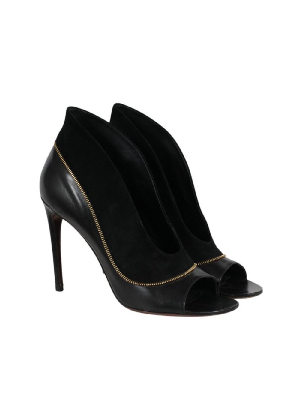 Louis Vuitton Open Toe Perfecto Zip Around Pumps Size US 11 EU 41 Black Suede